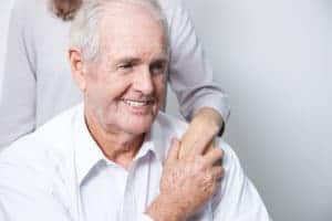 An elderly man receiving palliative care